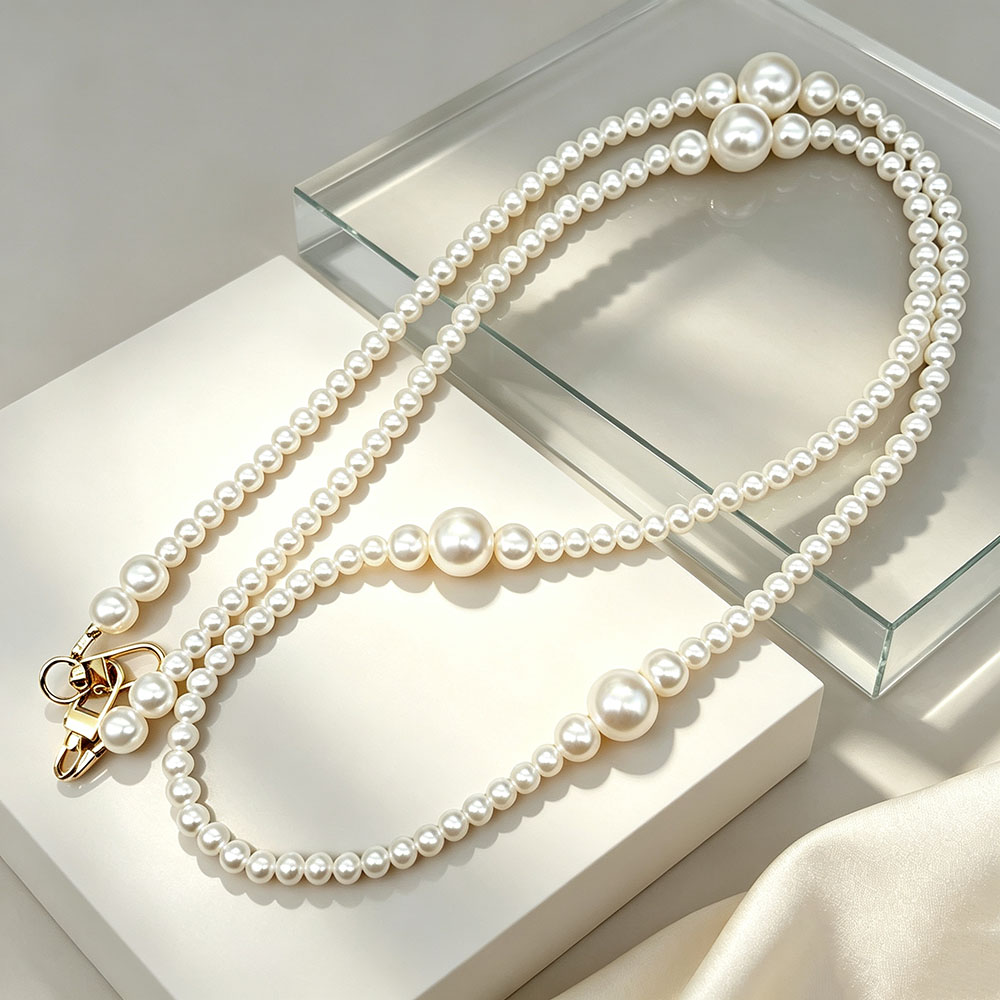 Phone Accessories Hanger - Sangle de téléphone à perles blanches,